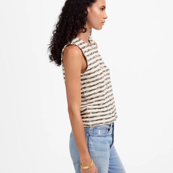 Madewell Crewneck Button Front Sweater Vest Stripe Size L NWT - Picture 3 of 9